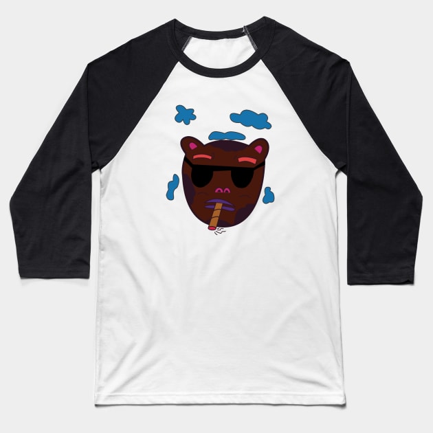 Chocolate Bear Smoking Baseball T-Shirt by BBOONIE